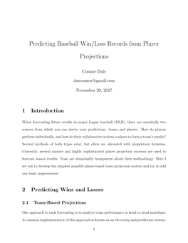 Predicting Baseball Win/Loss Records from Player Projections