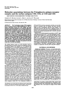 Molecular Associations Between the T-Lymphocyte Antigen Receptor