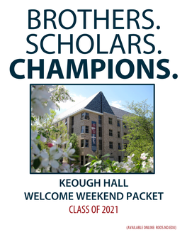 Keough Hall Welcome Weekend Packet Class of 2021