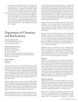 Department of Chemistry and Biochemistry Have Been Accredited by 1325/1125 Or 1420 Completed with a Grade of “C” Or Higher