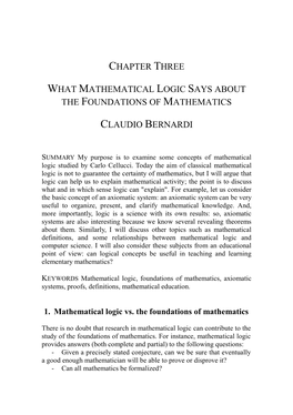 Chapter Three What Mathematical Logic Says