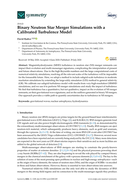 Binary Neutron Star Merger Simulations with a Calibrated Turbulence Model