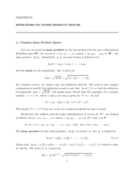 Chapter Iv Operators on Inner Product Spaces §1