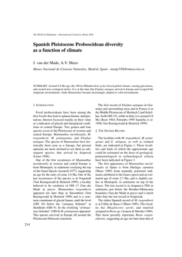 Spanish Pleistocene Proboscidean Diversity As a Function of Climate