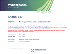 Special List Index for GRG52/90