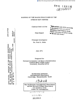 S I1902.6 Mapping of the Major Structures of the African Rift System