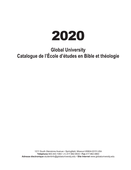 Global University Catalogue De L'école D'études En Bible Et Théologie
