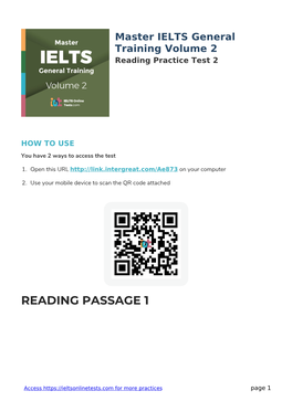 Master IELTS General Training Volume 2 Reading Practice Test 2