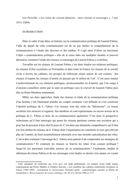 Léa Pawelski, « Les Relais Du Courant Fabiusien : Entre Réseaux Et Entourages », 7 Mai 2014, Grhis