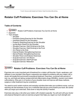 Rotator Cuff Problems: Exercises You Can Do at Home