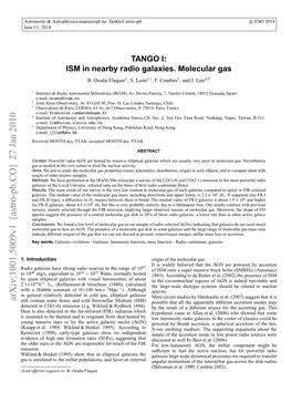 TANGO I: ISM in Nearby Radio Galaxies. Molecular Gas