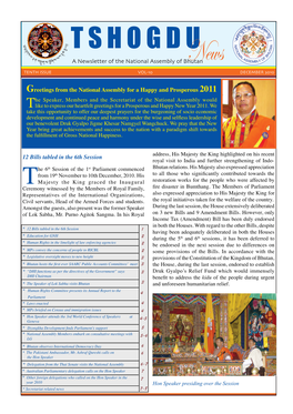 T S H O G D U a Newsletter of the National Assembly of Bhutannews TENTH Issue Vol-10 December 2010