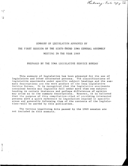 Summary of Legislation 1969