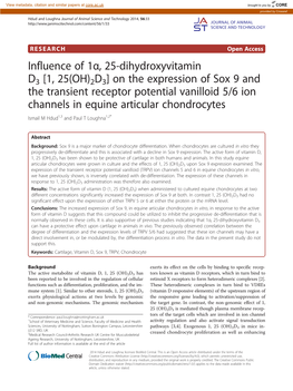 [1, 25(OH)2D3] on the Expression of Sox 9 and the Transient Receptor