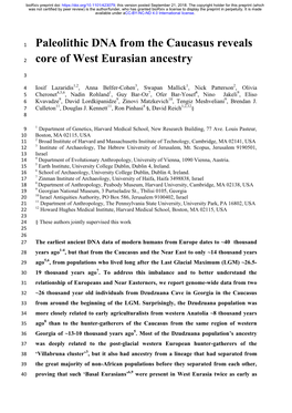 Paleolithic DNA from the Caucasus Reveals Core of West Eurasian Ancestry
