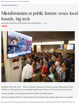 Misinformation at Public Forums Vexes Local Boards, Big Tech