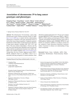 Association of Chromosome 19 to Lung Cancer Genotypes and Phenotypes