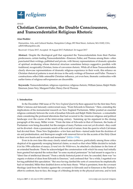 Christian Conversion, the Double Consciousness, and Transcendentalist Religious Rhetoric