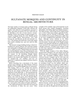 Sultanate Mosques and Continuity in Bengal Architecture