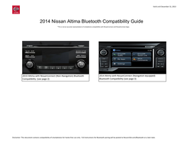 2014 Nissan Altima Bluetooth Compatibility Guide