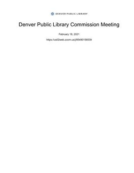 Denver Public Library Commission Meeting