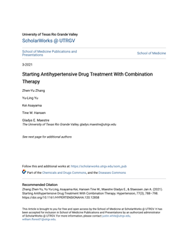 Starting Antihypertensive Drug Treatment with Combination Therapy