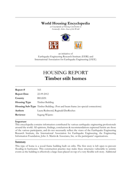 HOUSING REPORT Timber Stilt Homes