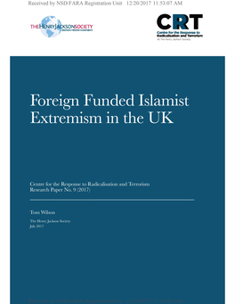 Foreign Funded Islamist Extremism in the UK