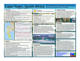 Cape Town, South Africa Nick Wijnberg, Foster Hun±Ngton, Tucker Gorman Weather, Climate & Socie