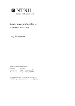 Vurdering Av Materialer for Brønnsementering