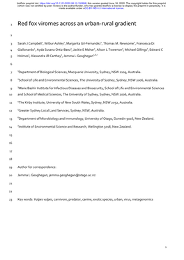 Red Fox Viromes Across an Urban-Rural Gradient