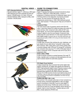 Digital Video – Guide to Connectors