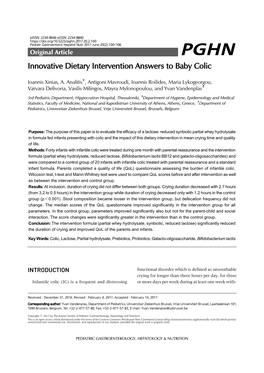 Innovative Dietary Intervention Answers to Baby Colic