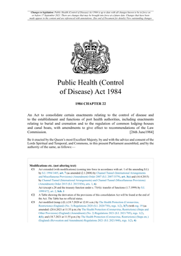 Act 1984 Is up to Date with All Changes Known to Be in Force on Or Before 17 September 2021
