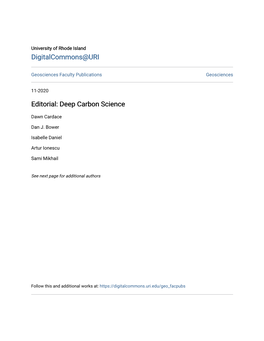 Deep Carbon Science