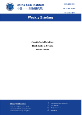 Croatia Social Briefing: Think Tanks in Croatia Marina Funduk