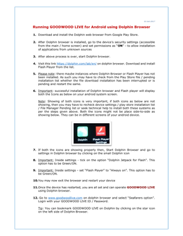 Running GOODWOOD LIVE for Android Using Dolphin Browser