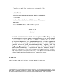 The Effects of Audit Firm Rotation: an Event Study in Chile Antonio