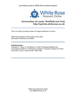 Changing Lifestyles and Consumption Patterns in Developing Countries: a Scenario Analysis for China and India, Futures, Volume 39 (9), 1084-1096