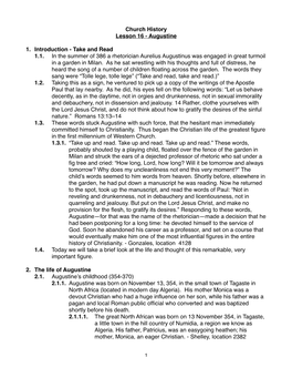 Lesson 16 - Augustine