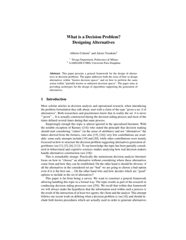 What Is a Decision Problem? Designing Alternatives