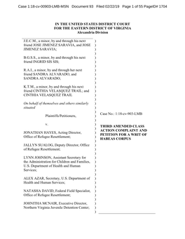 IN the UNITED STATES DISTRICT COURT for the EASTERN DISTRICT of VIRGINIA Alexandria Division J.E.C.M., a Minor, by and Through H