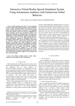 Interactive Virtual Reality Speech Simulation System Using Autonomous Audience with Natural Non-Verbal Behavior