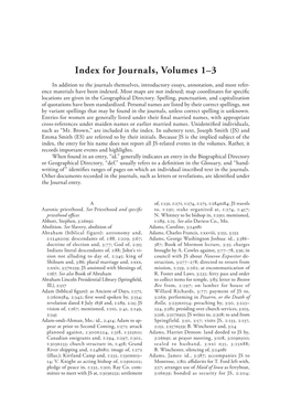 Index for Journals, Volumes 1–3