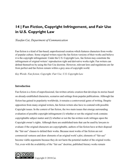 Fan Fiction, Copyright Infringement, and Fair Use in US Copyright