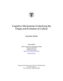 Cognitive Mechanisms Underlying the Origin and Evolution of Culture