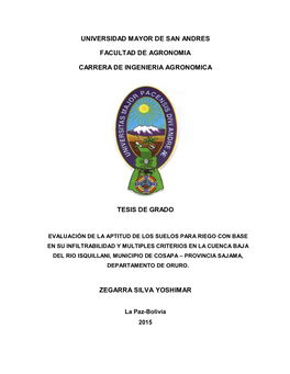 Universidad Mayor De San Andres Facultad De