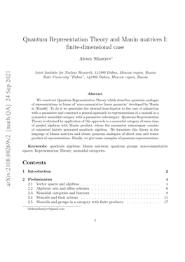 Arxiv:2108.00269V1 [Math.QA] 31 Jul 2021 Quantum