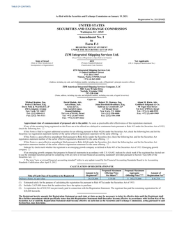 UNITED STATES SECURITIES and EXCHANGE COMMISSION Amendment No. 1 to Form F-1 ZIM Integrated Shipping Services Ltd