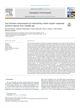 Leaf Enclosure Measurements for Determining Volatile Organic Compound Emission Capacity from Cannabis Spp